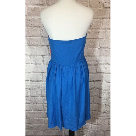 NEW Cooperative Strapless Chevron Strip Dress SZ 10 Urban Outfitters Blue 7807 - Picture 4 of 6